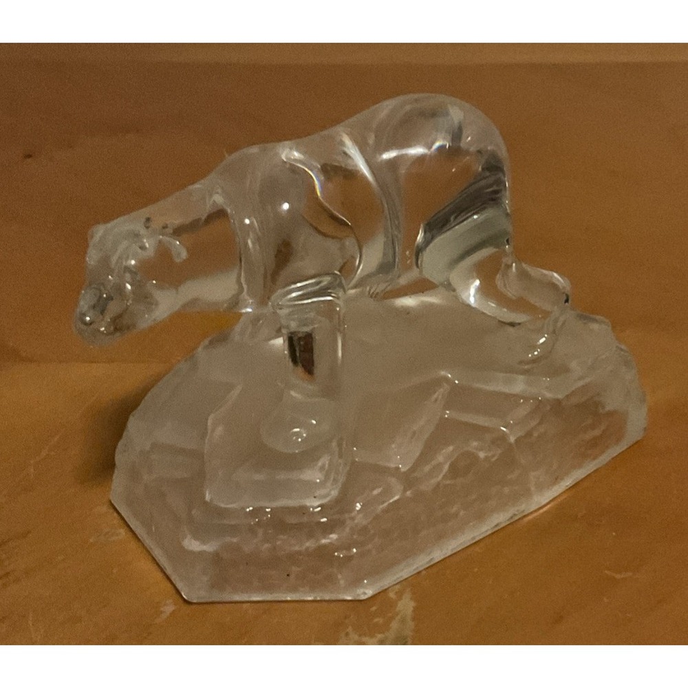 Vintage Boutique Cristal d' Arques Polar Bear on Ice Figurine Lead‎ Crystal Base